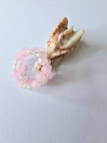 Baby pink memory wire ring with white moonstone
