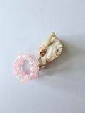 Baby pink memory wire ring with white moonstone