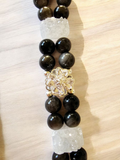 Stunning 7A grade Silver obsidian with one of a kind druzy pieces and S925 spacers