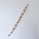 Rose Quartz bracelet with heart spacers and pink rhinestones