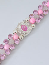 Elegant Pink Shell Pearl Bracelet with White Moonstone & Pink Rhinestones