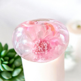 Baby pink flower resin donut pendant