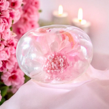 Baby pink flower resin donut pendant