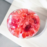 Beautiful Red Flower Resin Donut Shaped Necklace - Unique Design Jewelry Piece