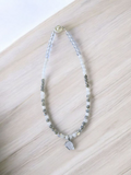 Labradorite necklace with moonstone and clear quartz
