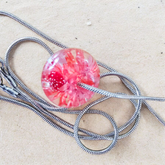 Beautiful Red Flower Resin Donut Shaped Necklace - Unique Design Jewelry Piece