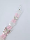 Handmade pink glass bracelet with clear quartz squares