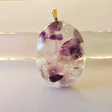 Crushed glass and amethyst pendant