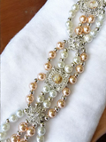 Peach and white shell pearl bracelet with beautiful silver and peach spacers