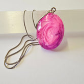 Beautiful pink and purple resin pendant with S925 silver chain