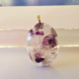 Crushed glass and amethyst pendant