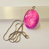 Beautiful pink and purple resin pendant with S925 silver chain