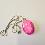 Beautiful pink and purple resin pendant with S925 silver chain