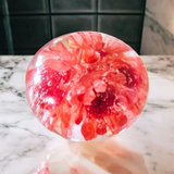 Beautiful Red Flower Resin Donut Shaped Necklace - Unique Design Jewelry Piece