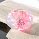 Baby pink flower resin donut pendant