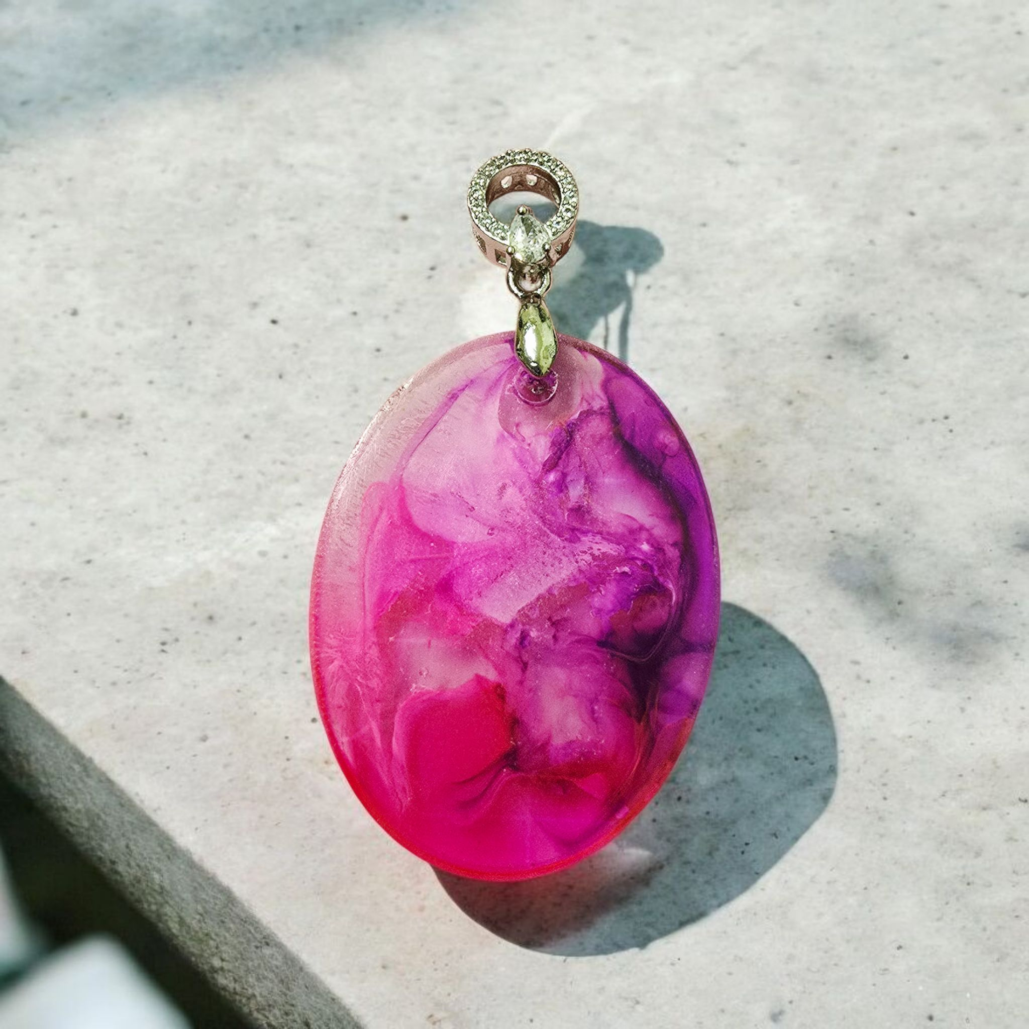 Beautiful pink and purple resin necklace