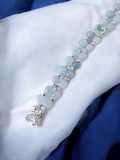 Aquamarine bracelet with clear rhinestones