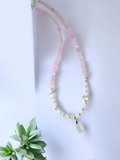 White moonstone with howlite chips and pink aurora beads