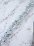 Aquamarine bracelet with clear rhinestones